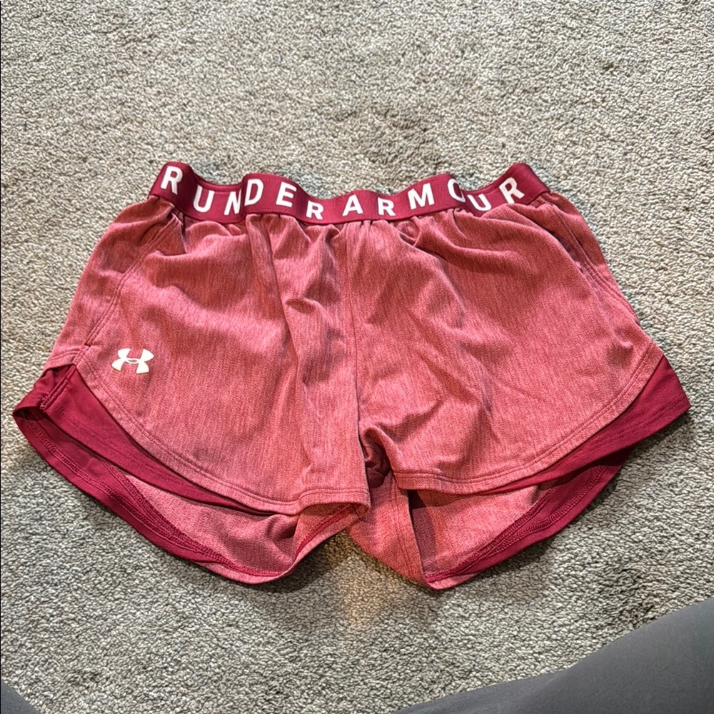 Under Armour Red Athletic Shorts Lightweight Elastic Waist